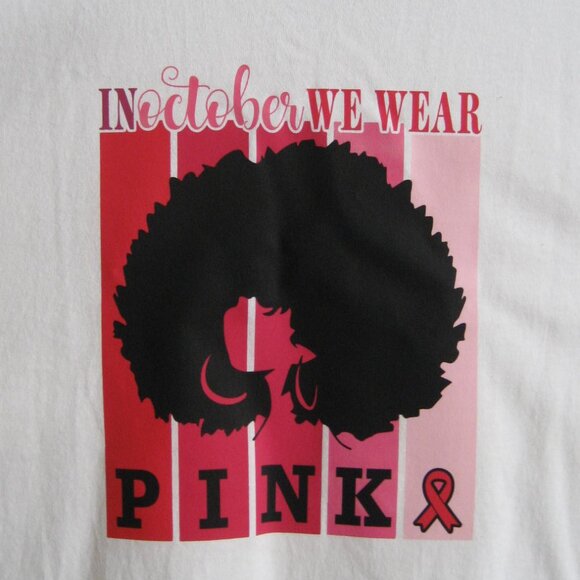 Breast Cancer Awareness 'In October We Wear Pink' Afro Shirt, Pink, New! - Picture 1 of 3